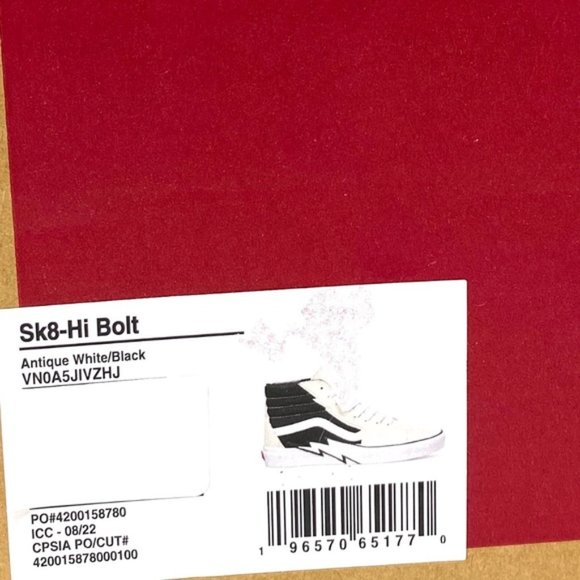 VANS Sk8-Hi Bolt Shoes Beige Black Women's Size Suede Sneakers Skate VN0A5JIVZHJ - Picture 8 of 9